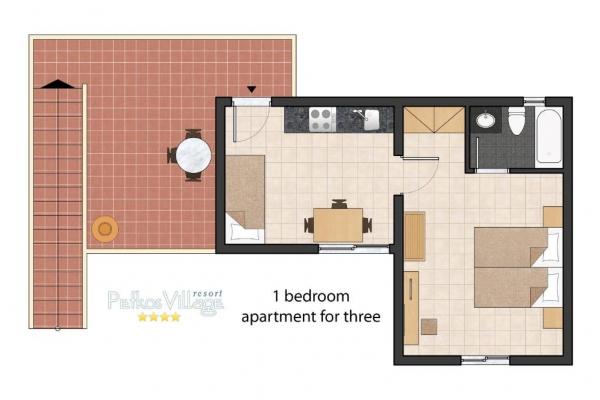 ONE BEDROOM APARTMENT UP TO 3